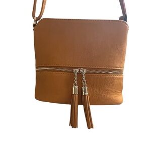 Tan Crossbody Bag with tassel